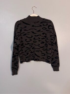 Willow Black & Army Green Animal Print Mock Neck Sweater
